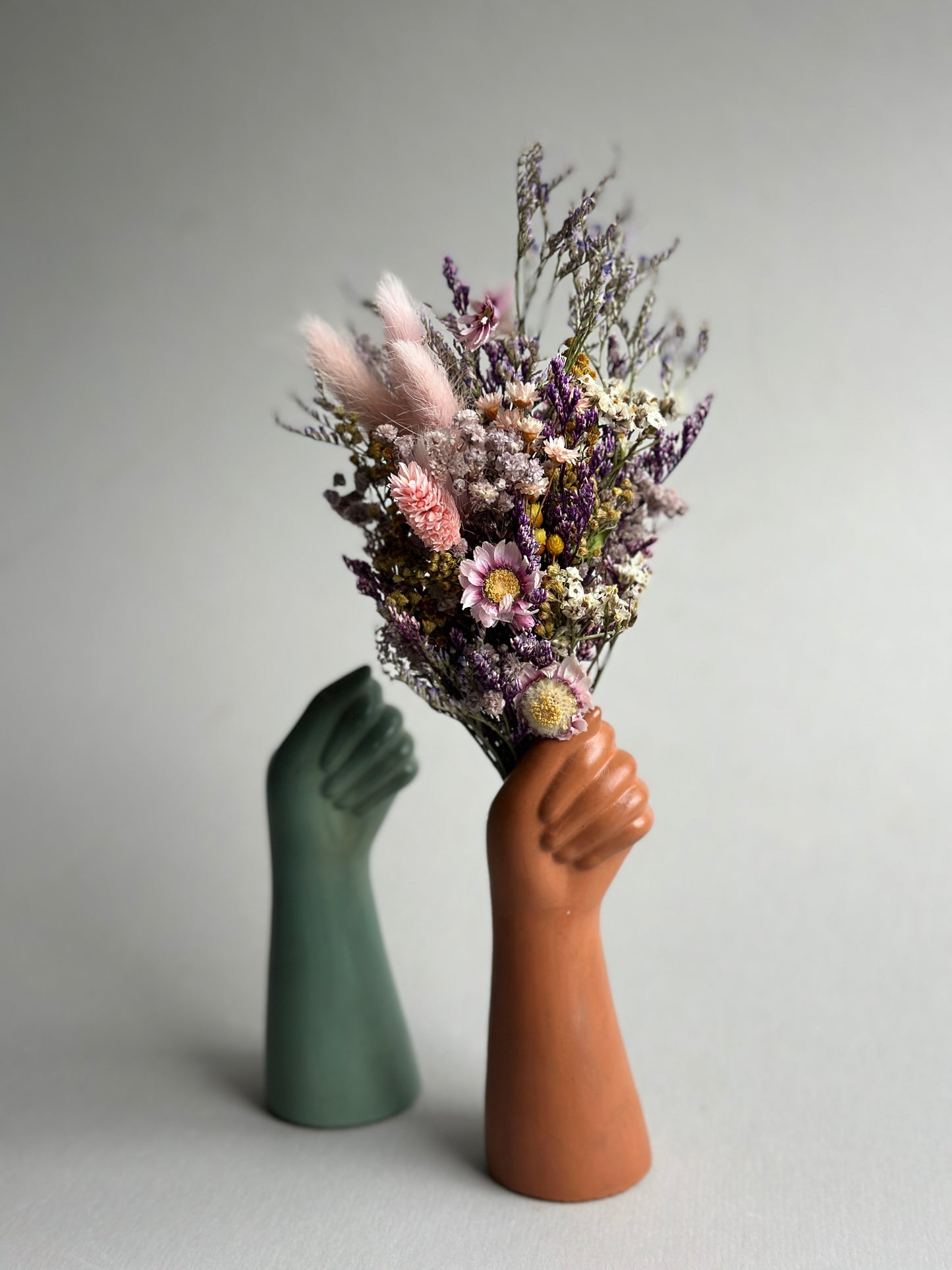 Hand Vase with dried flowers - TheShabbyWick