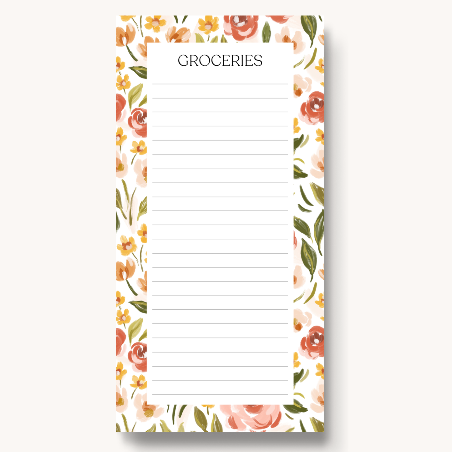 Spring Garden Magnetic Grocery List Notepad, 8x4" - TheShabbyWick