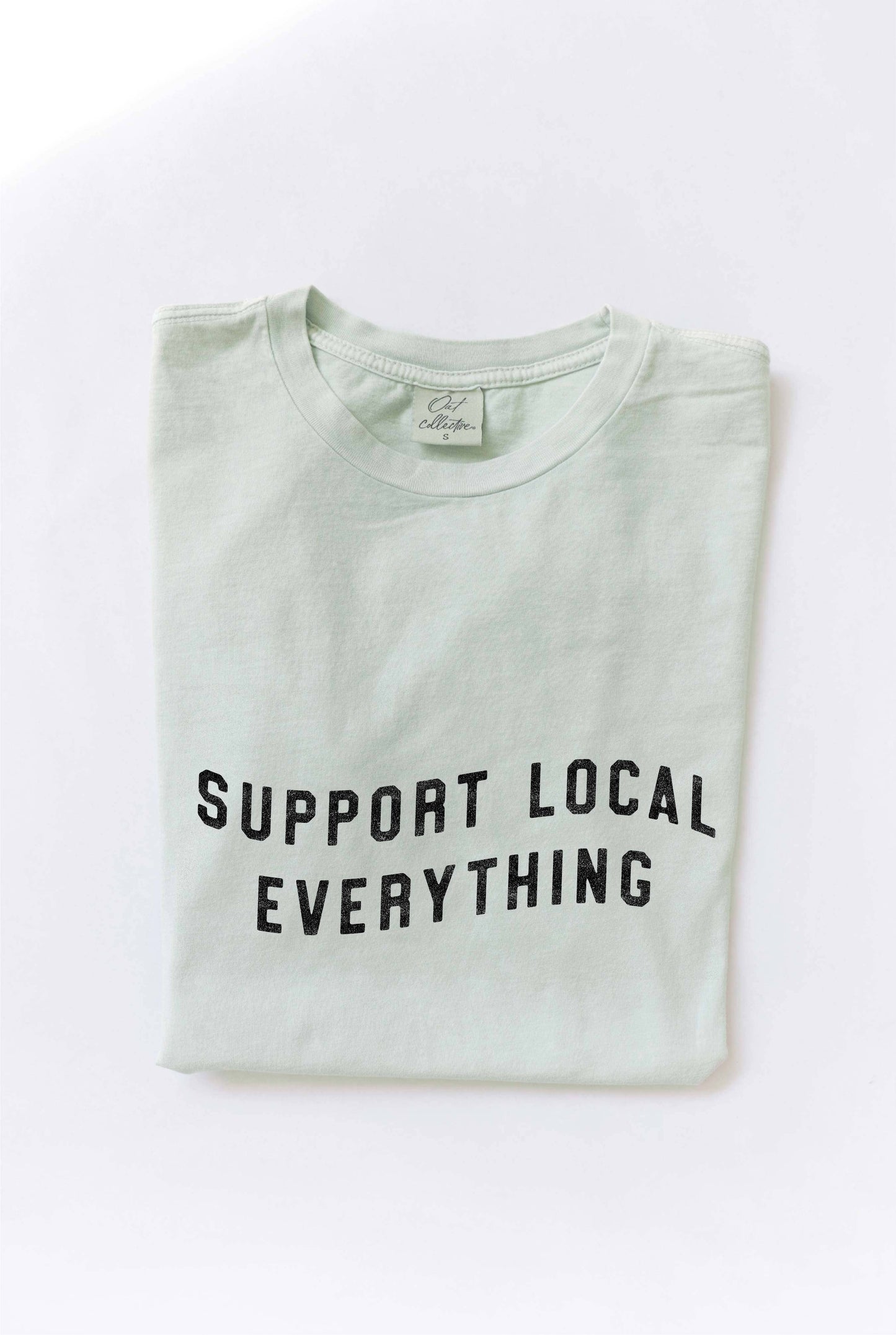 SUPPORT LOCAL EVERYTHING Mineral Washed Graphic Tee - TheShabbyWick