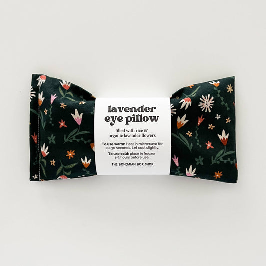 Lavender Eye Pillow - Dark Green Floral - TheShabbyWick