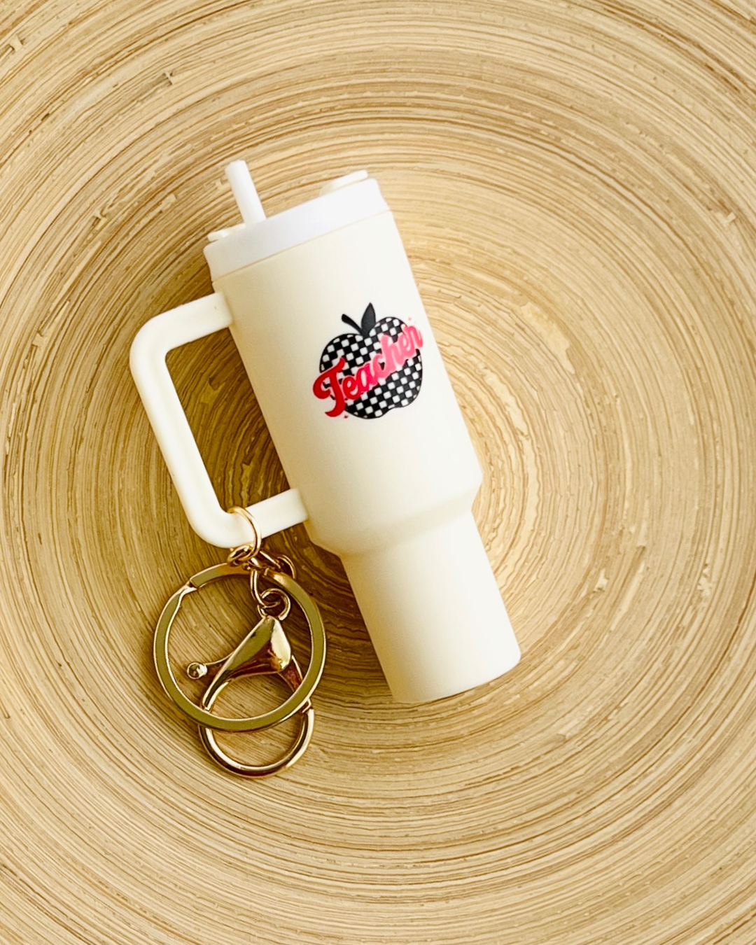 Mini Stanley Teacher Keychain | Removable Lid for Storage