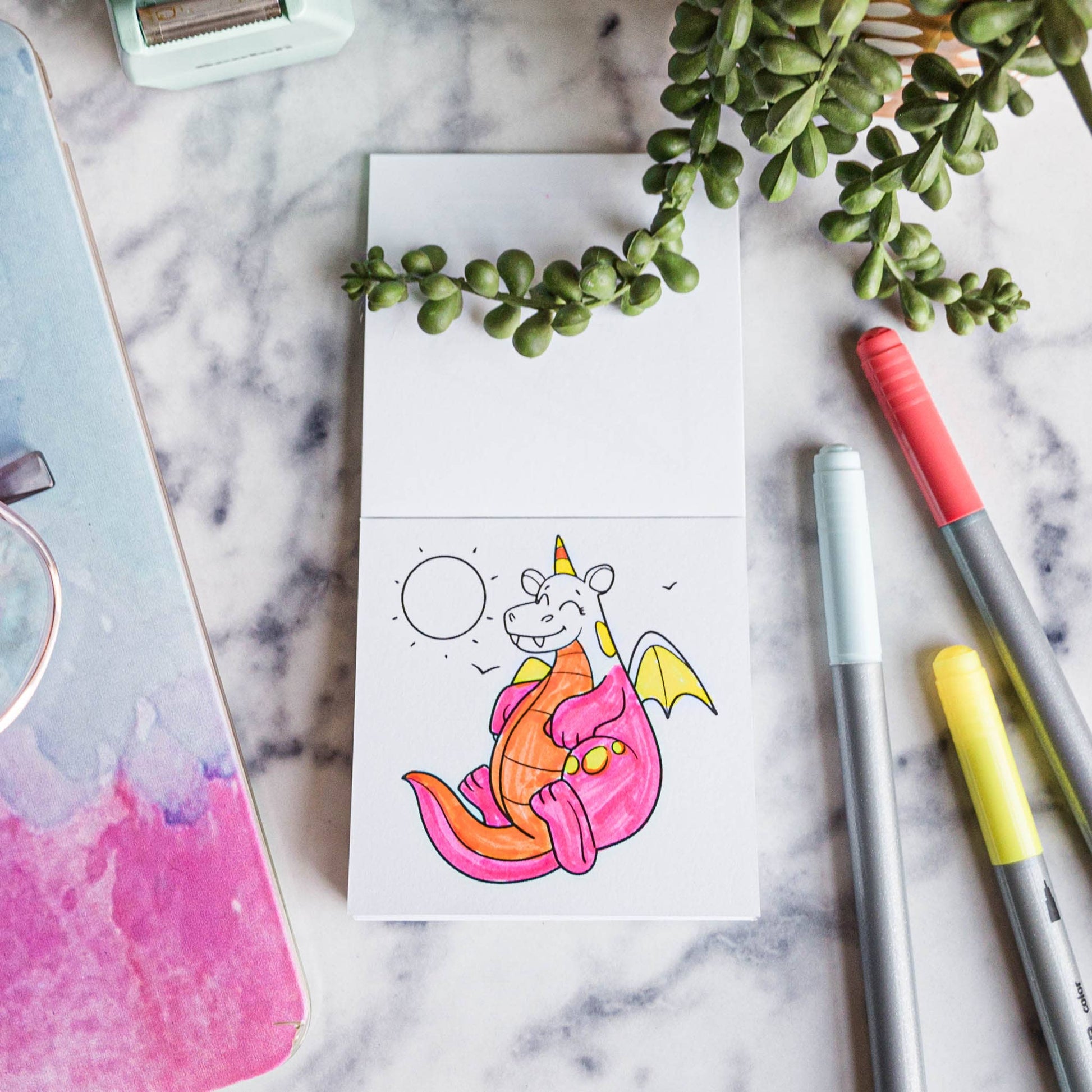 Dinos Dragons Diggers and Dogs Mini Coloring Book - TheShabbyWick