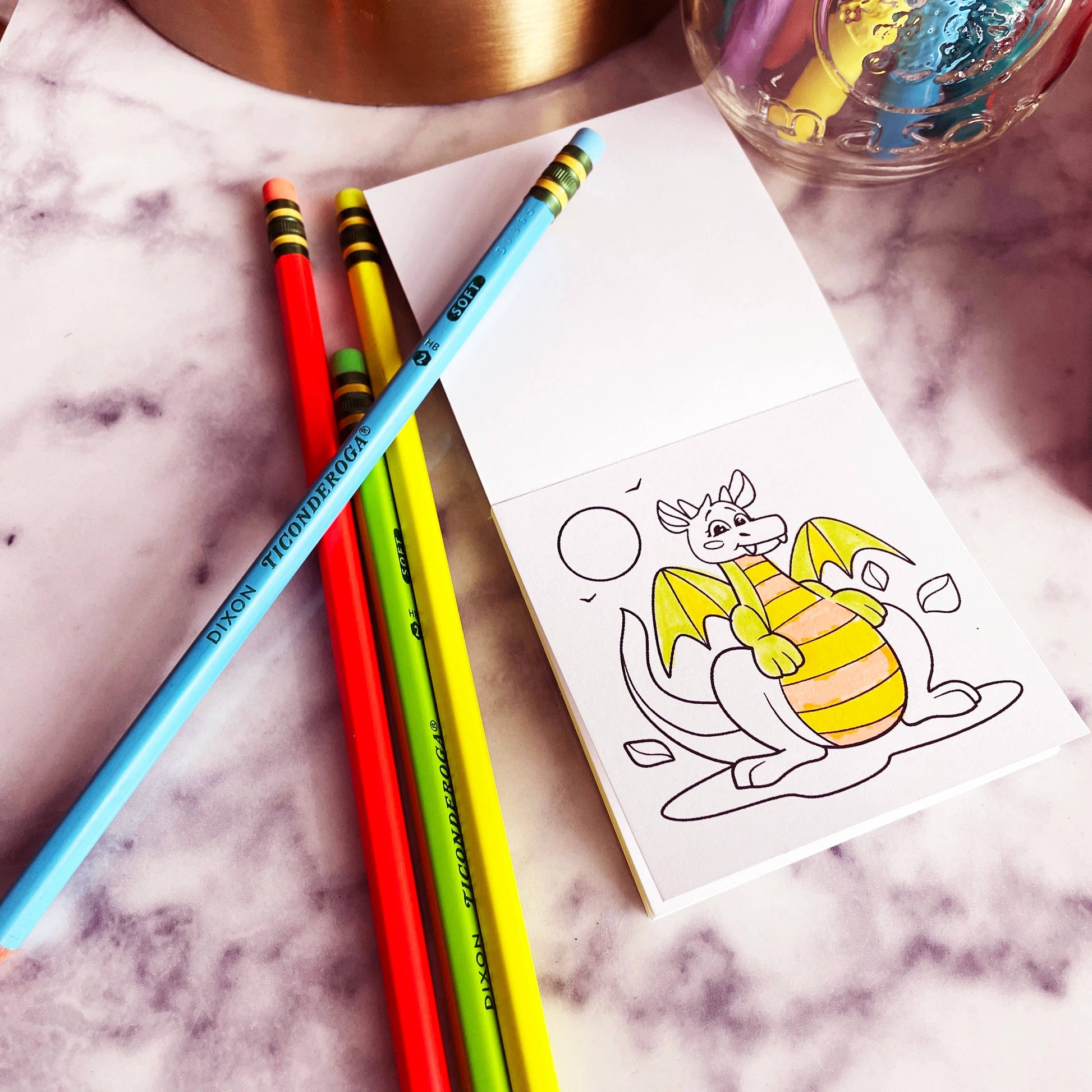 Dinos Dragons Diggers and Dogs Mini Coloring Book - TheShabbyWick