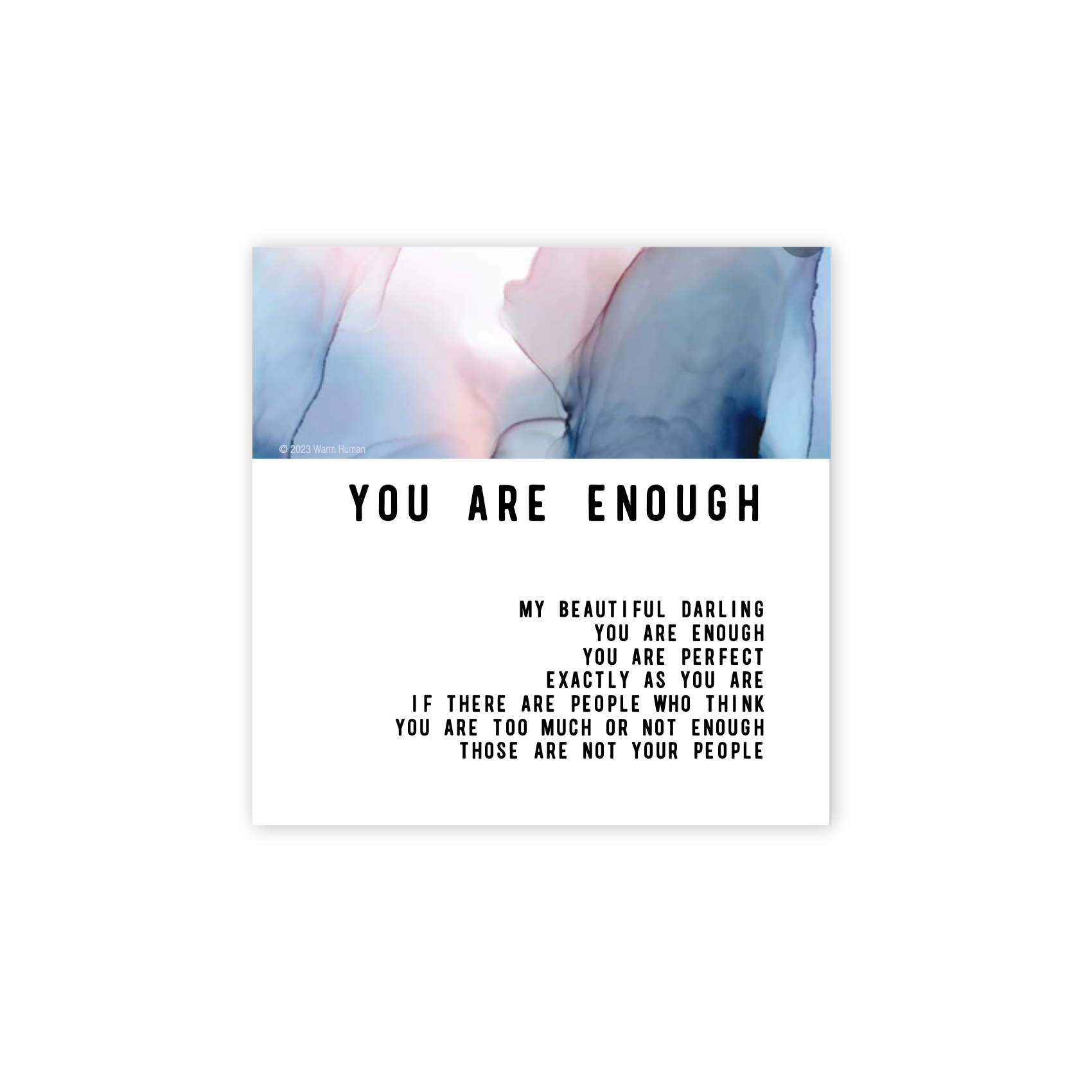You Are Enough Magnet: Magnet inside cello sleeve (peghook hole) (default) - TheShabbyWick