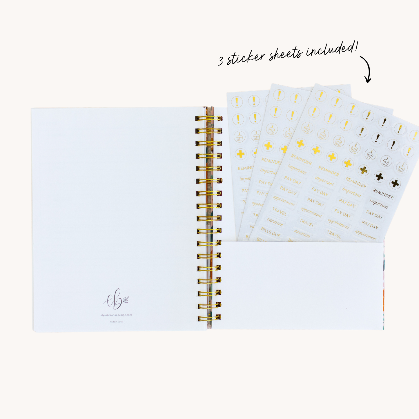 Elyse Breanne White Line Drawn Undated Planner: 8.5x11 - TheShabbyWick