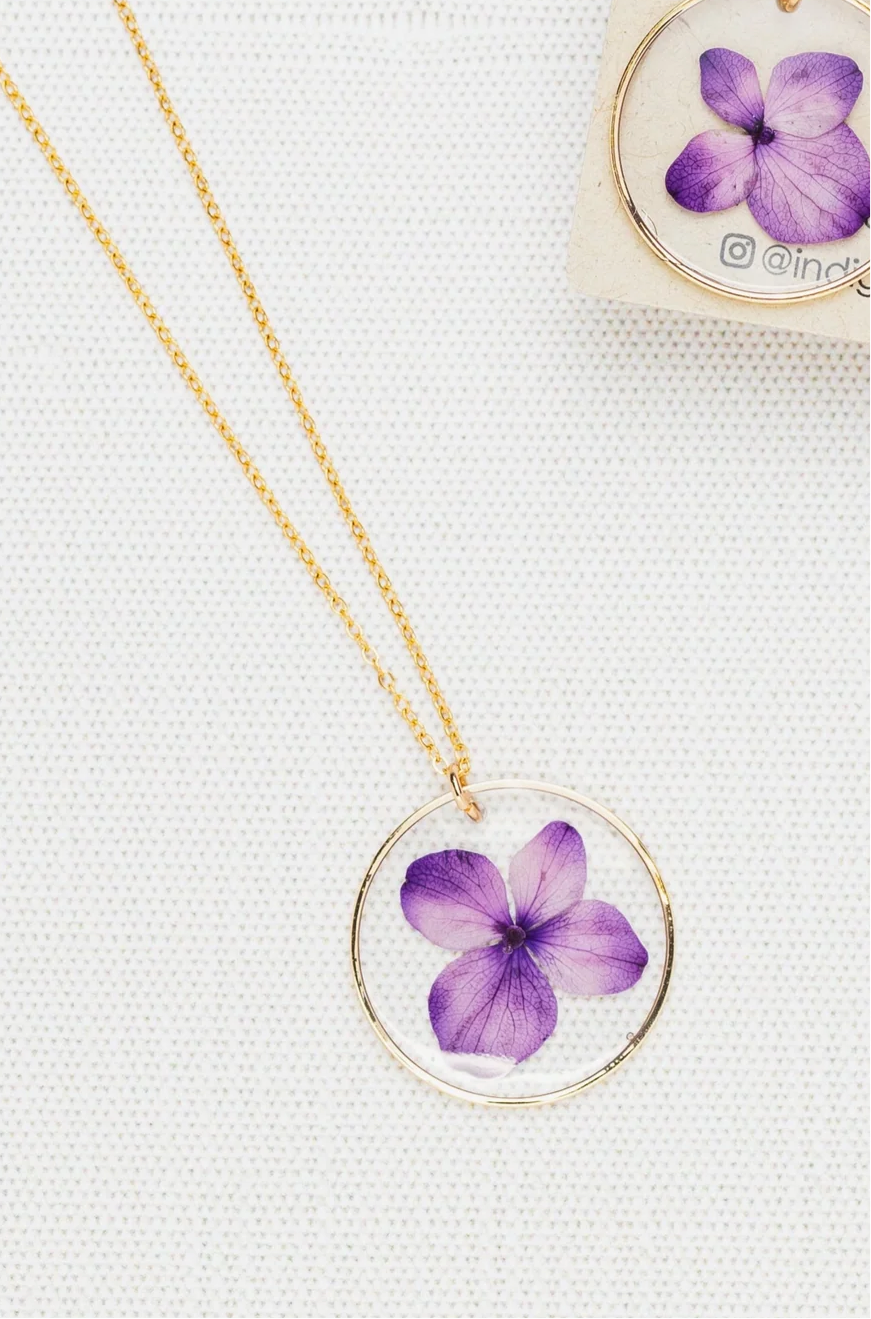 Purple Hydrangea Necklace - TheShabbyWick