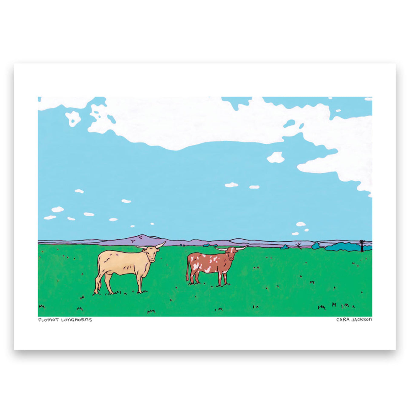 Flomot Longhorns Print - TheShabbyWick