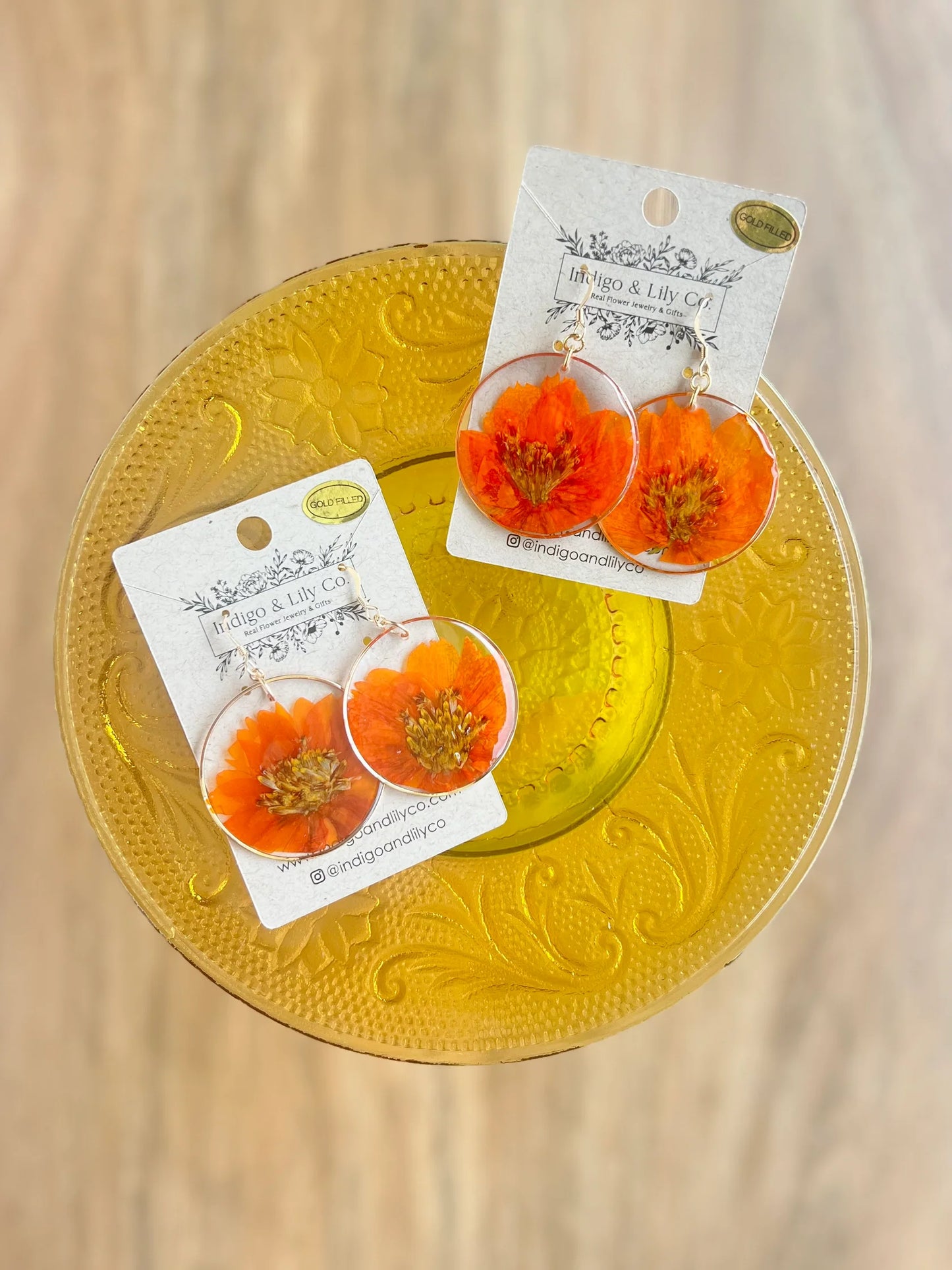 Orange Poppy Circle Earrings - TheShabbyWick