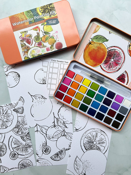 Citrus Fruits Watercolor Painting Kit - TheShabbyWick