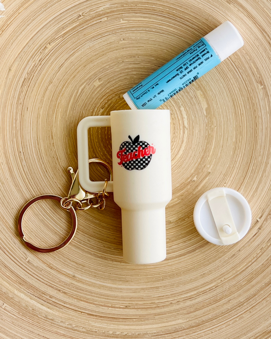 Mini Stanley Teacher Keychain | Removable Lid for Storage