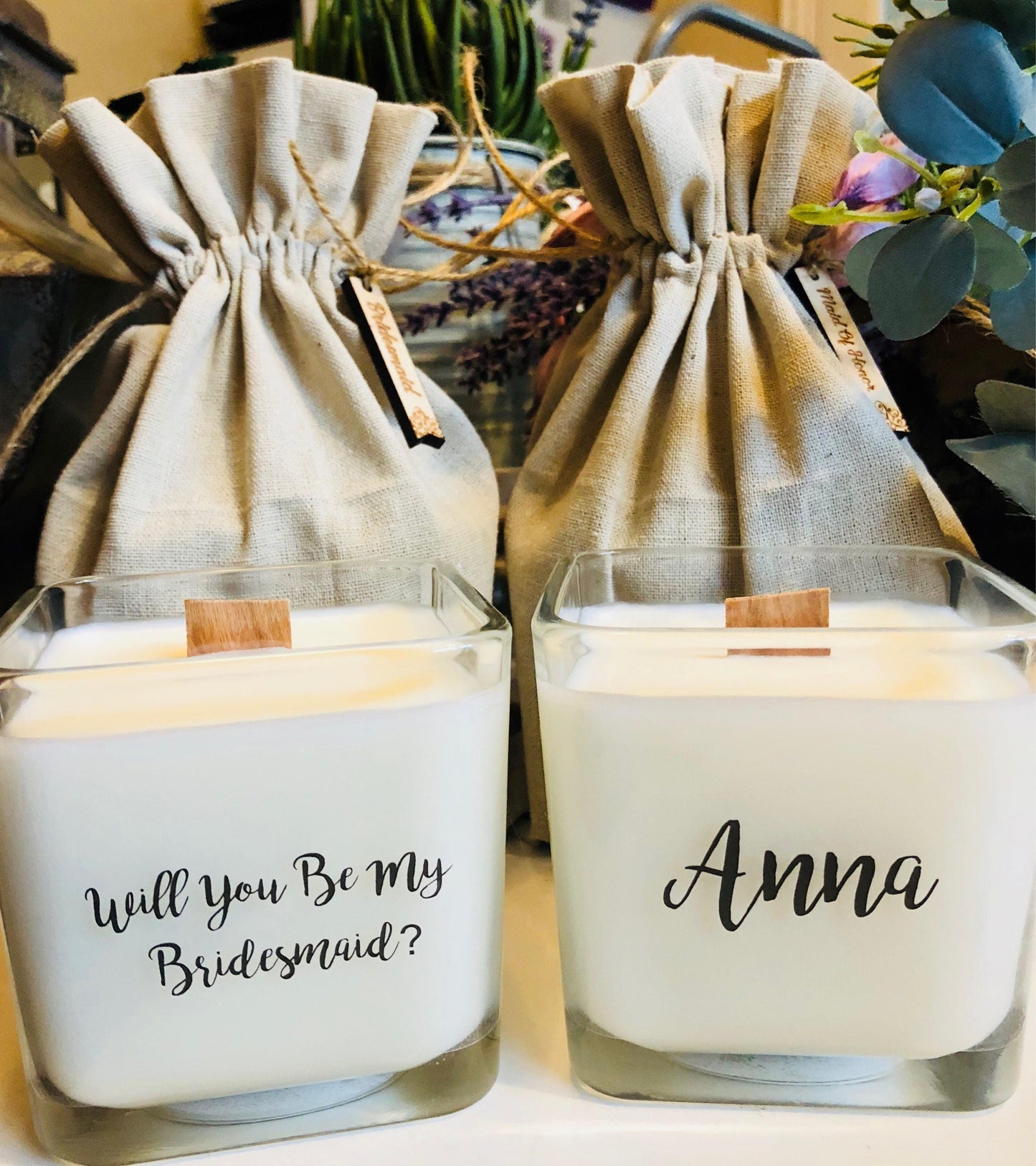 Custom Candle Name Candles Personalized Candles Bridesmaid Proposal Bridesmaid Gifts Wedding Party G - TheShabbyWick