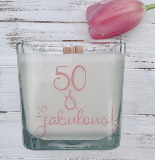 50th Birthday Gift For Women Birthday Candle Fifty Birthday 50th Birthday Gifts  Personalized Candle - TheShabbyWick