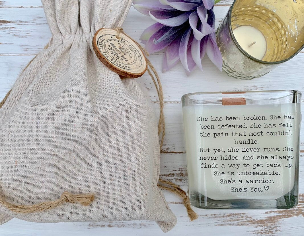 Gift for mom Warrior Gift Survivor Gift Gift for sister Custom Candle Thinking Of You Gift Personliz - TheShabbyWick