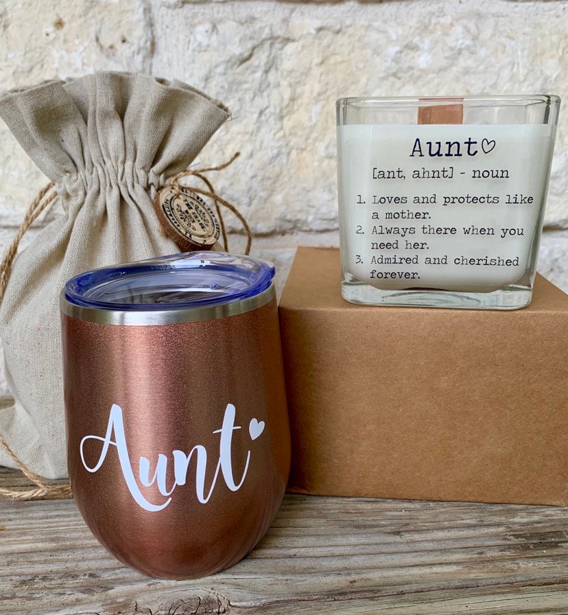Best Aunt Gift Box, New Auntie Gift Box, Custom Scented Soy Candle, Custom Tumbler Gift for Aunt, Au - TheShabbyWick
