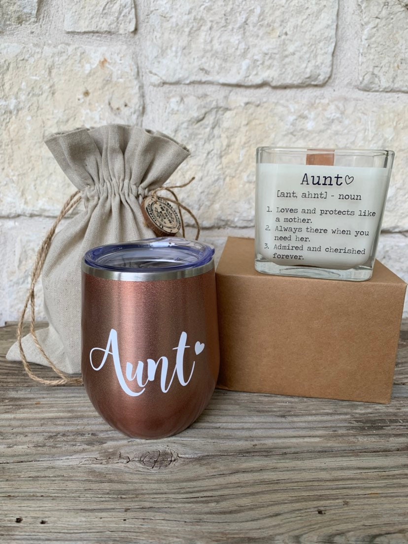 Best Aunt Gift Box, New Auntie Gift Box, Custom Scented Soy Candle, Custom Tumbler Gift for Aunt, Au - TheShabbyWick