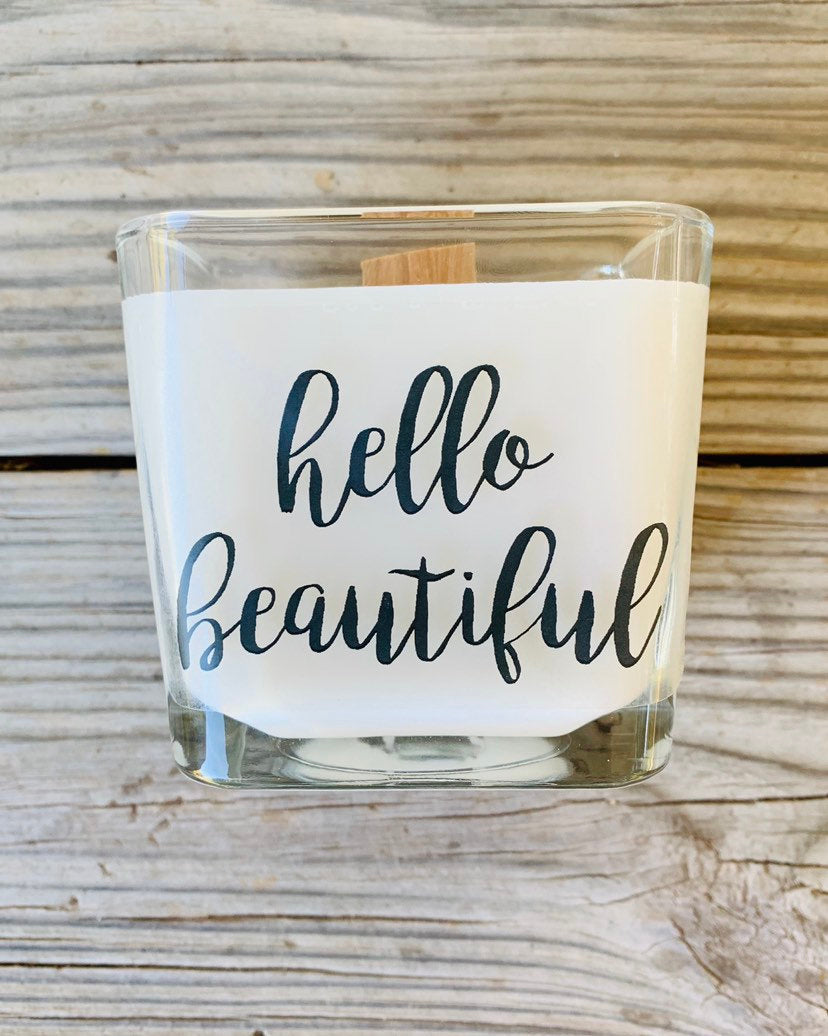 Gift for Friend Hello Beautiful Candle Friend Gift Girl Friend Gift Thinking Of You Gift Custom Cand - TheShabbyWick